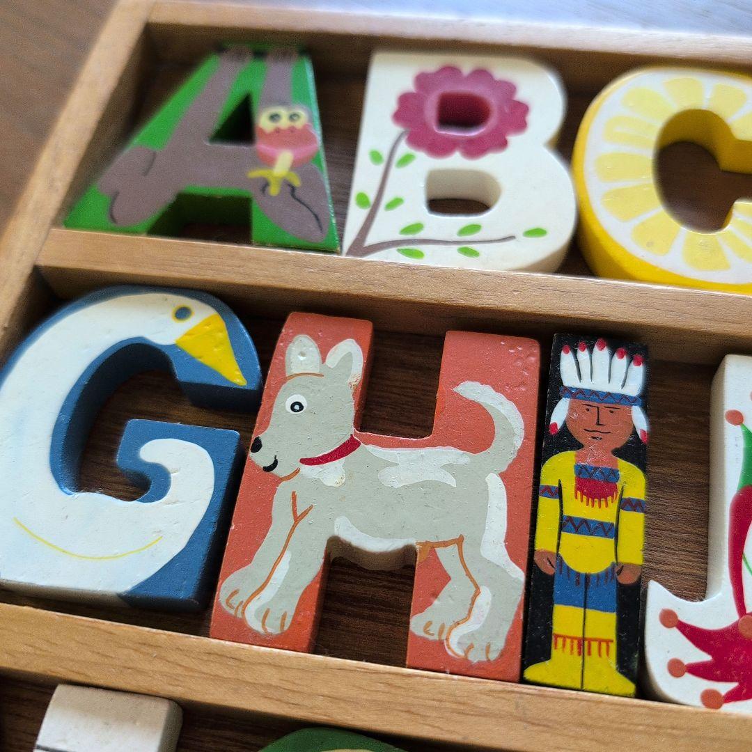 デンマーク　アルファベット　木のおもちゃ　北欧　アンティーク