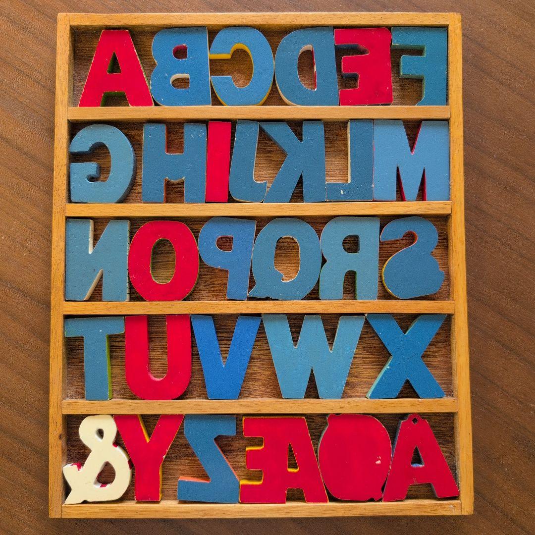 デンマーク　アルファベット　木のおもちゃ　北欧　アンティーク