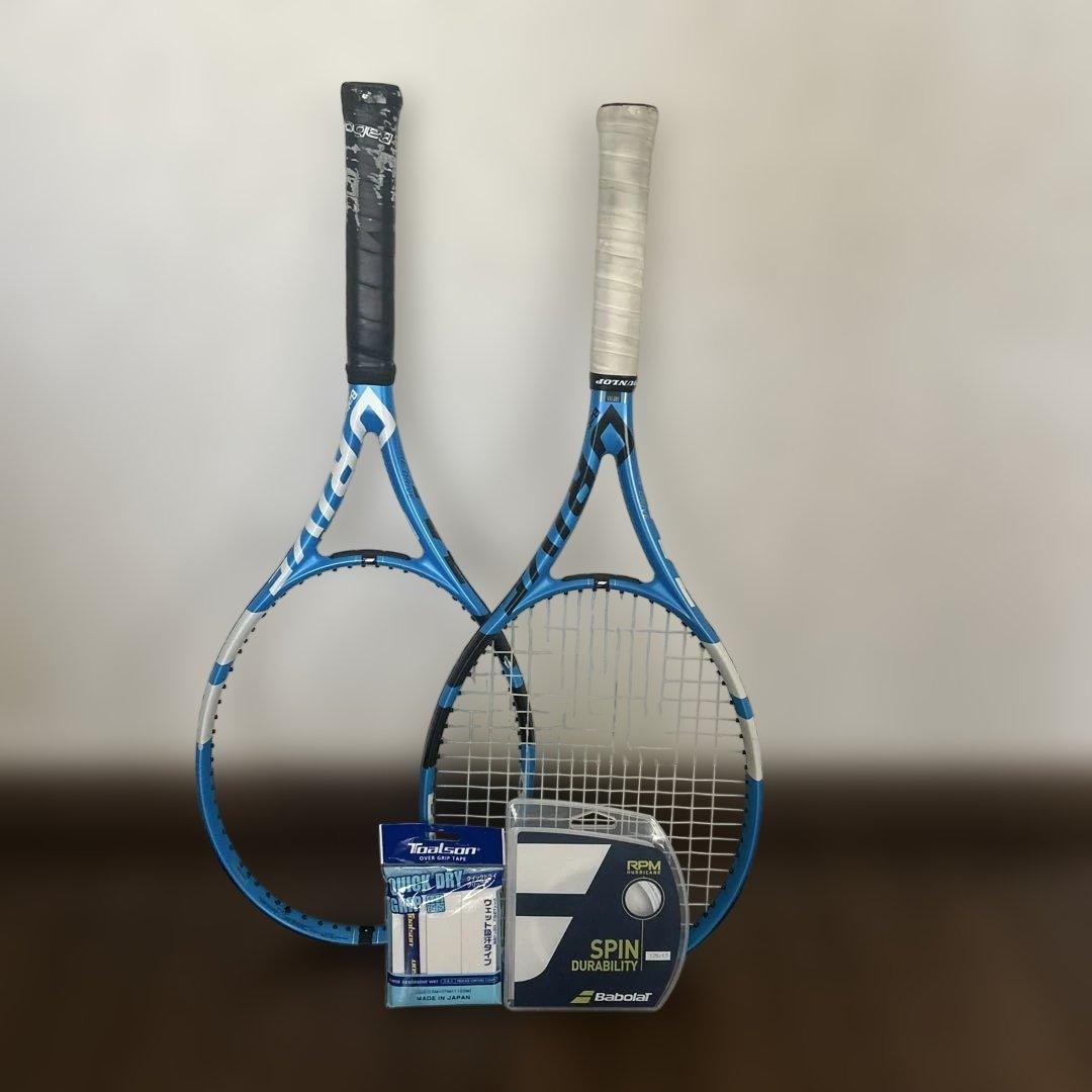 Babolat Pure Drive ラケット 2本+ガット+グリップテープ