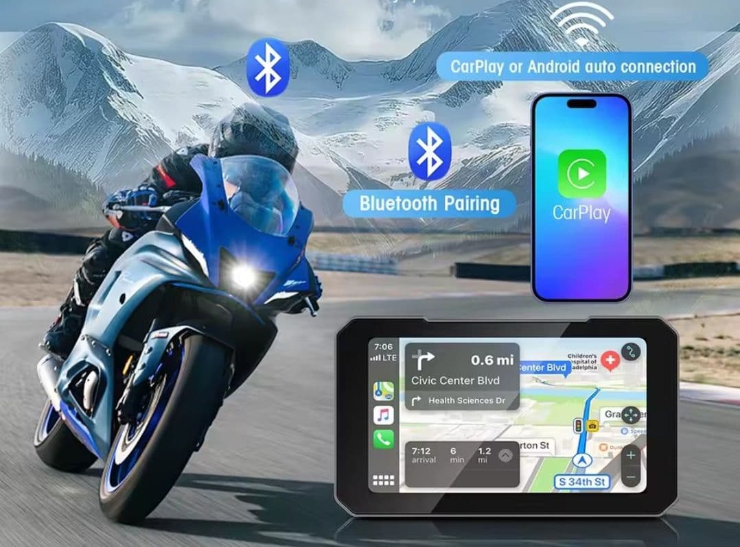 バイク用 スマートモニター ディスプレイオーディオ前後ドラレコ空気圧センサー付き