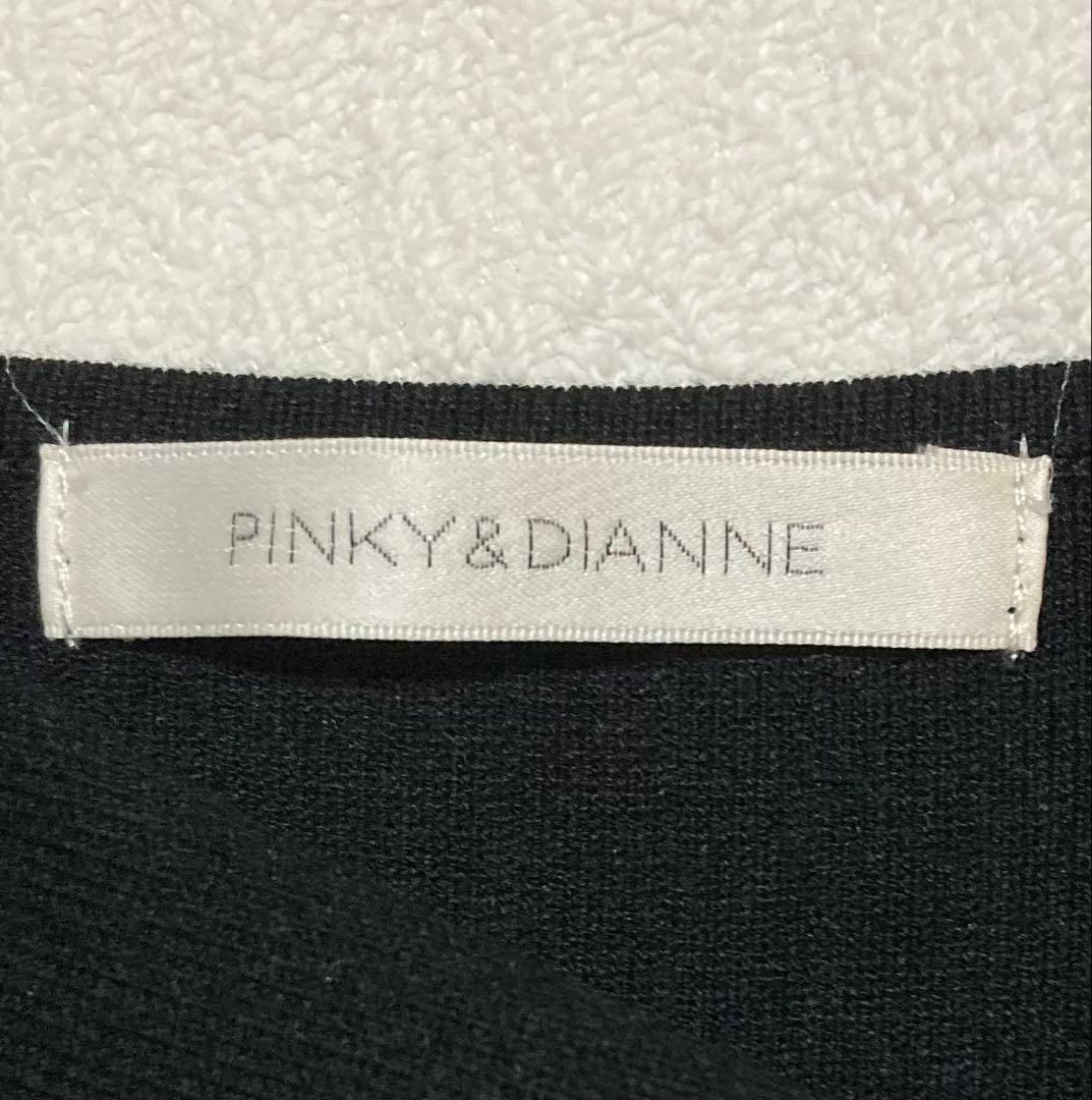 ピンキー&ダイアン黒 ロングニットワンピース 長袖 レース袖口 M