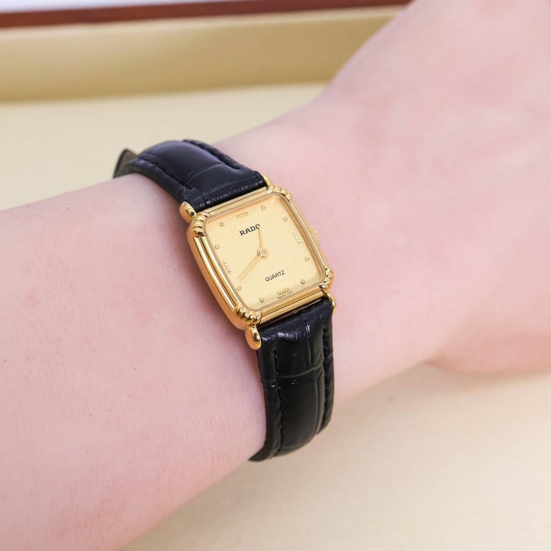 稼働 RADO 腕時計 アンティーク ゴールド レディース 新品電池 2672