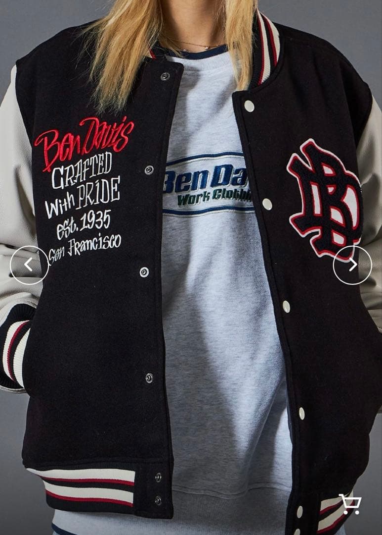 2*m様 BEN DAVIS スタジャン L ブラック/ベージュ　美品