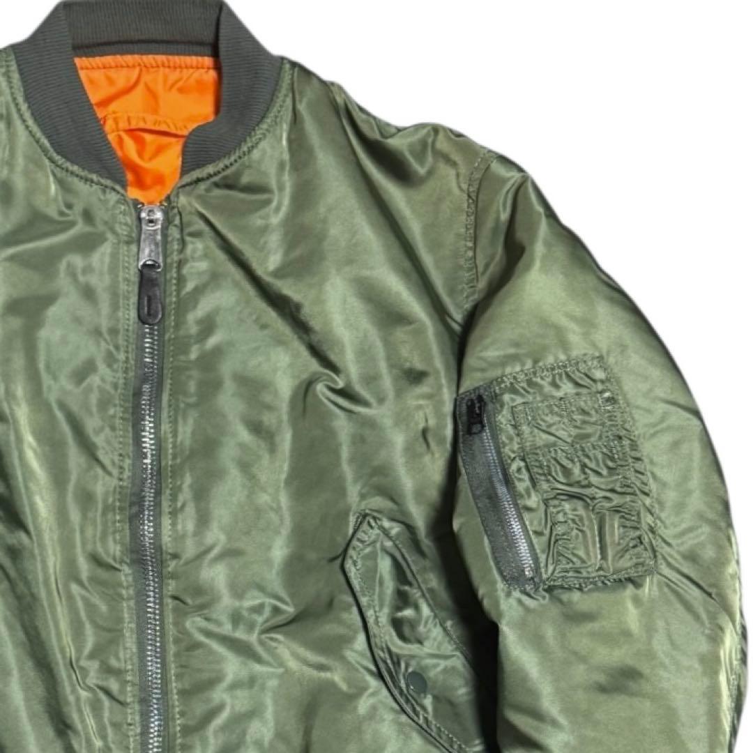 ALPHA 90s USA製 MA-1 短丈 ボンバージャケット セージ L