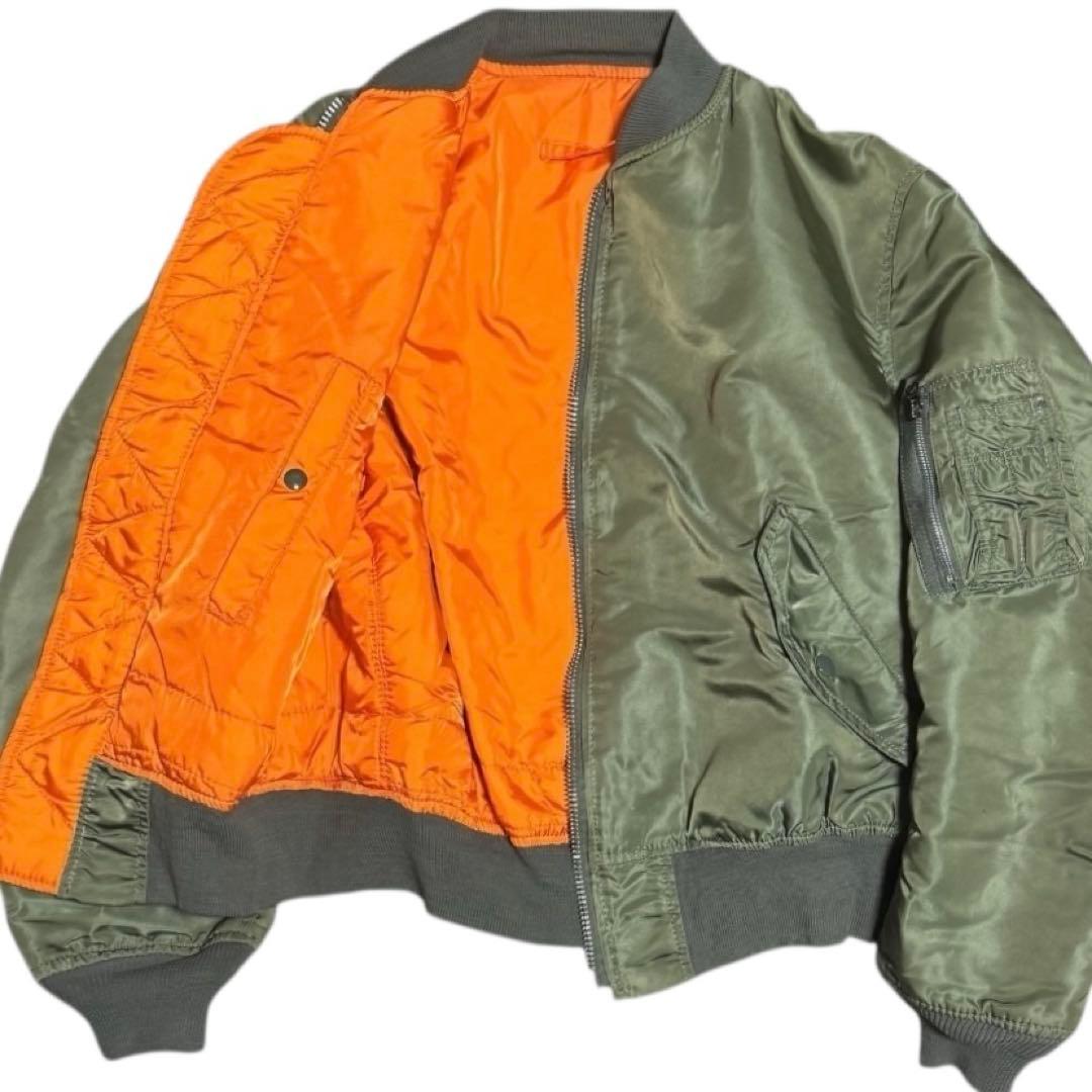 ALPHA 90s USA製 MA-1 短丈 ボンバージャケット セージ L