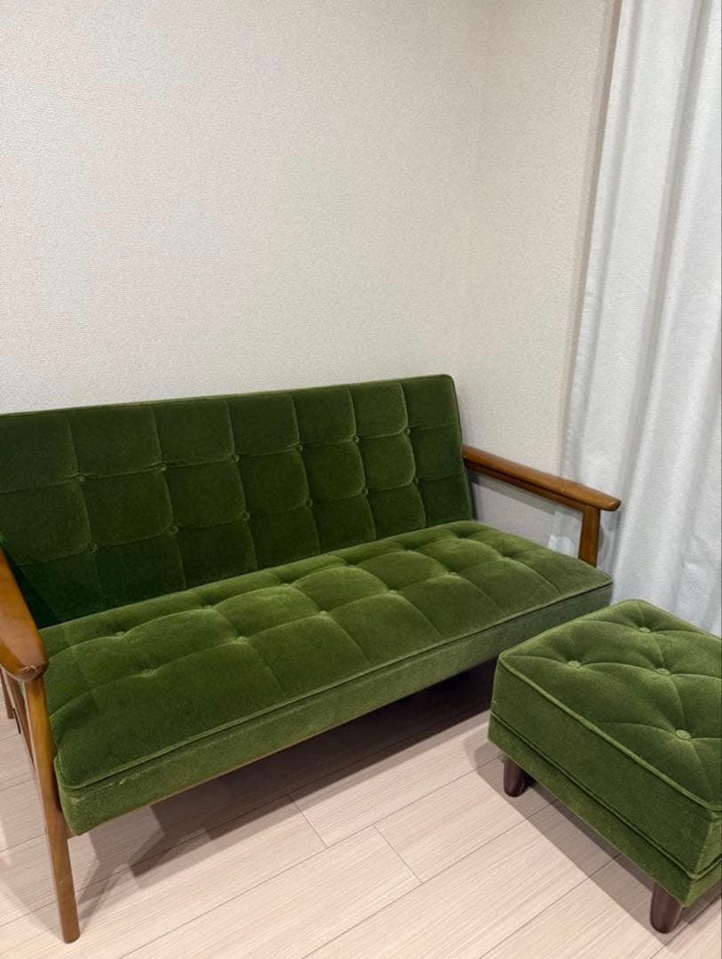 グリーン ベルベットソファのみ