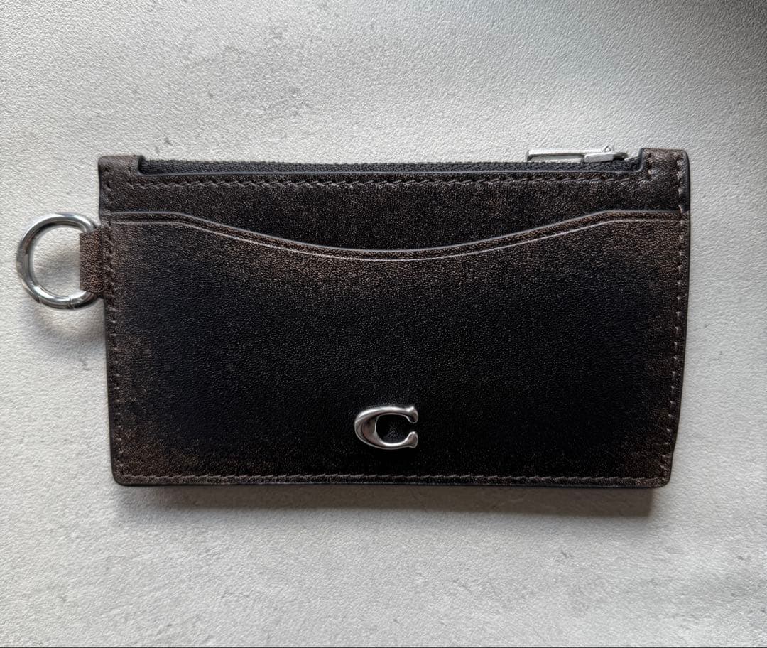 COACH ジップ カードケース・ラブド レザー