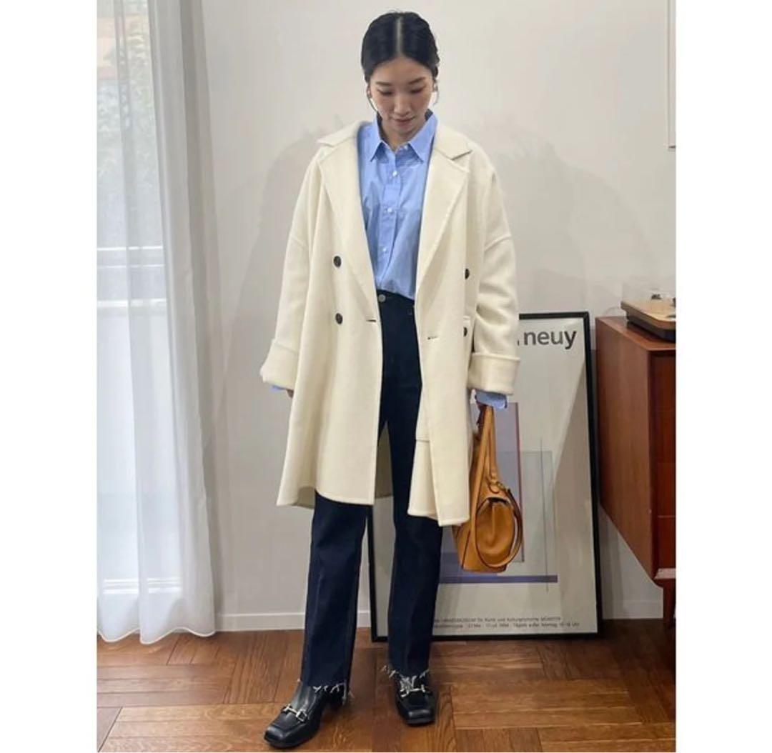 【00サイズ】ワイドシルエットダブルブレストコート