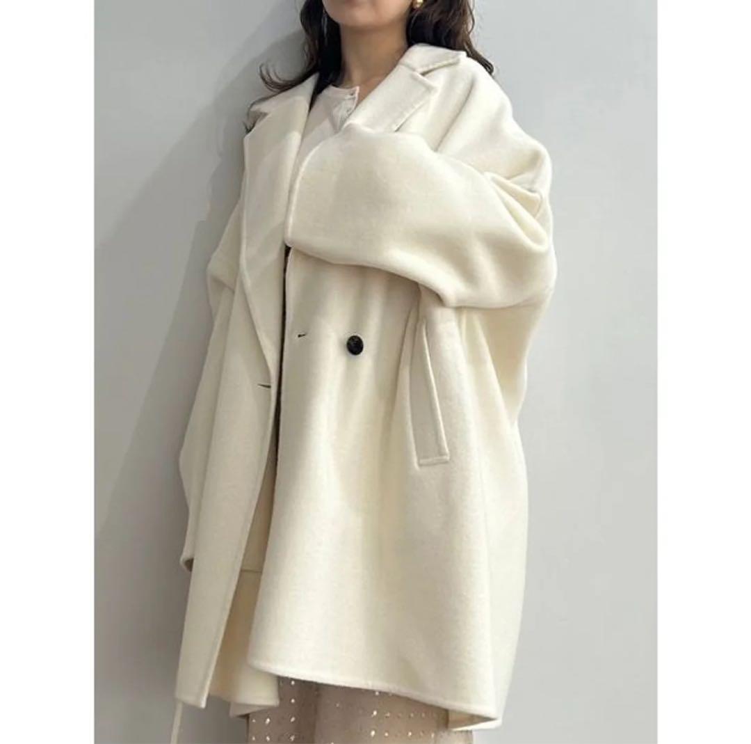 【00サイズ】ワイドシルエットダブルブレストコート