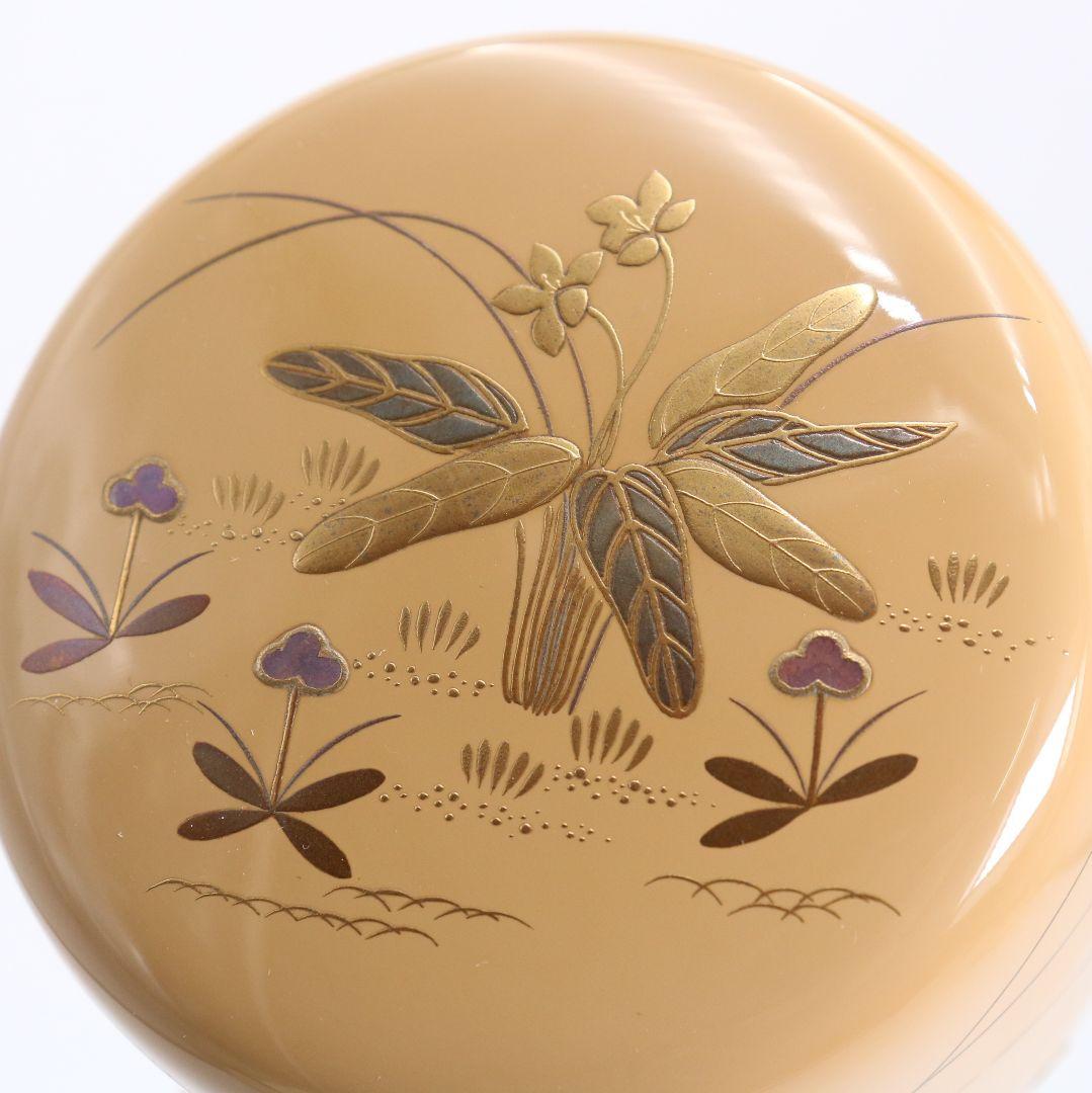 田崎昭一郎作 春草蒔絵 大棗 輪島塗 茶道具 共箱共布　V945