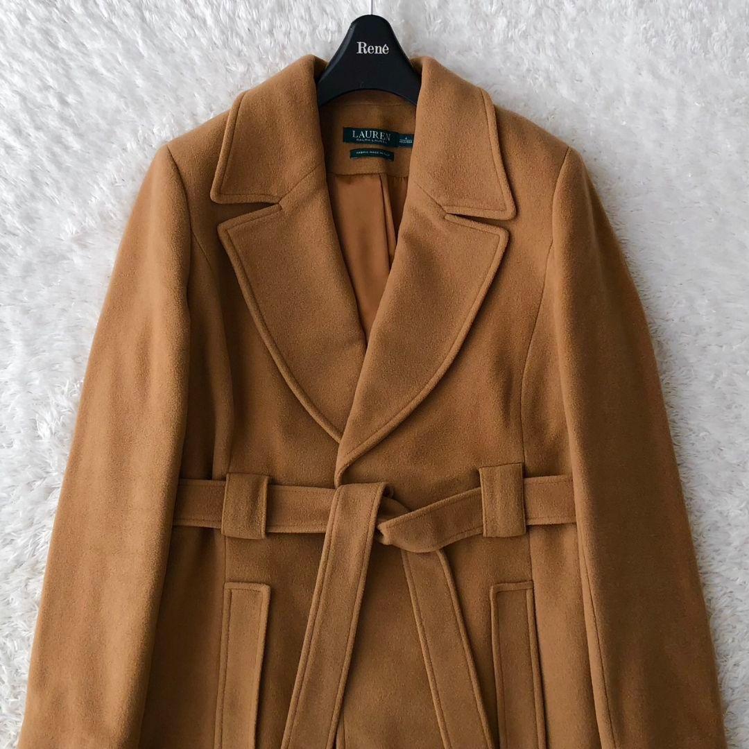ローレンラルフローレン ガウンコート ロング ベルト キャメル カシミヤ M