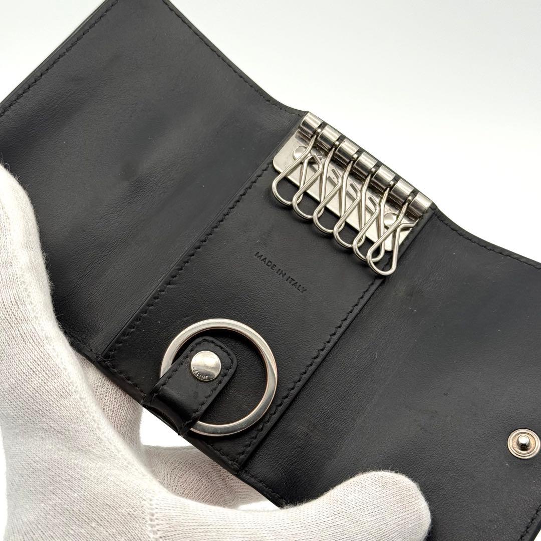 CELINE セリーヌ クロコ型押し レザー 6連キーケース ブラック