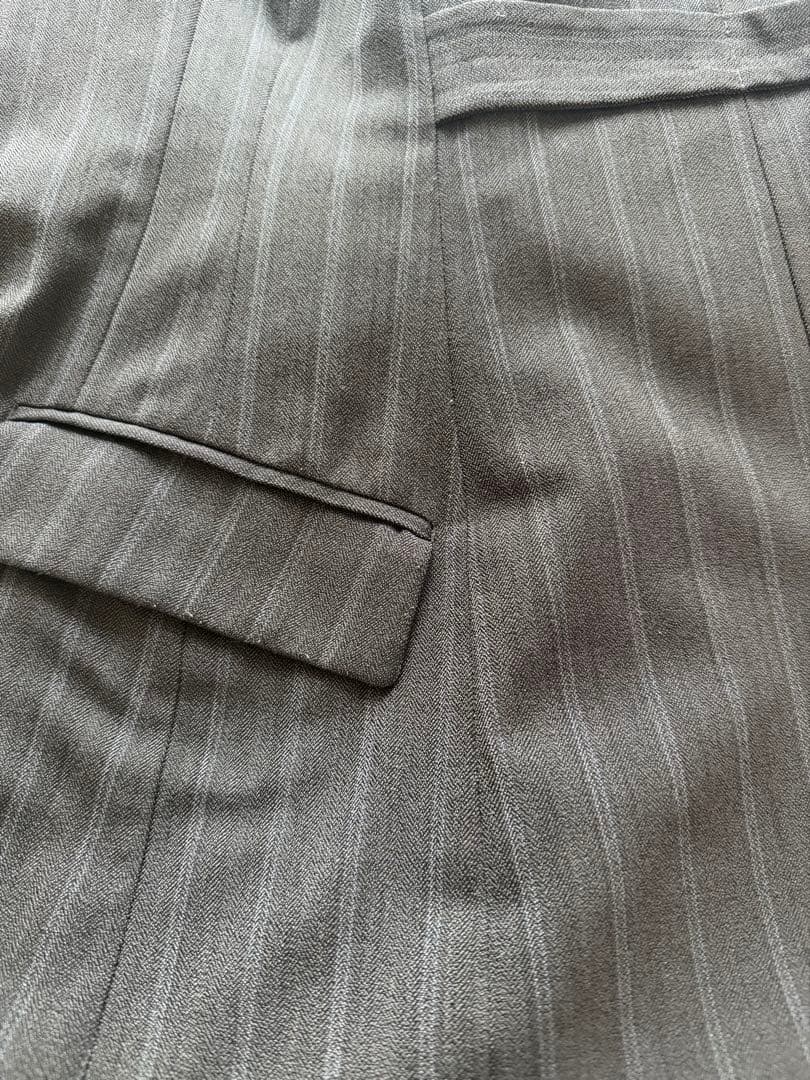 LOEFF ロエフ ストライプ ノースリーブワンピースS ダークグレー