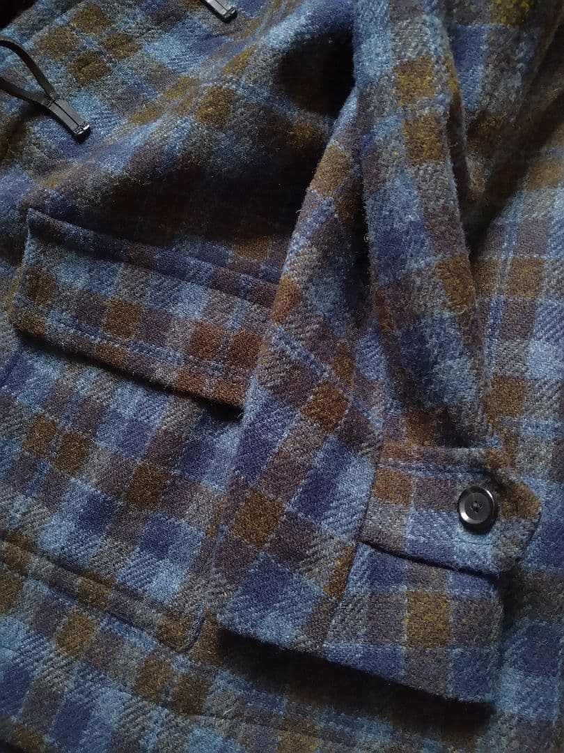 美品 レア配色 ハリスツイード ミドル丈 ダッフルコート