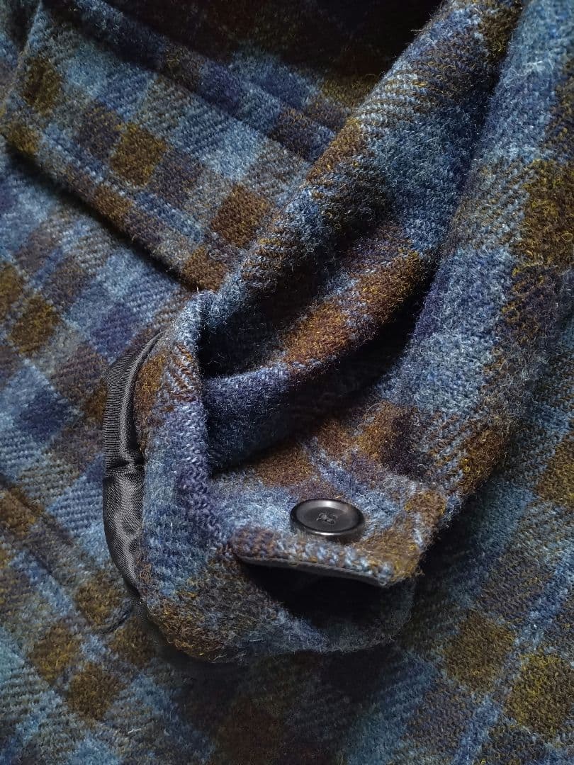 美品 レア配色 ハリスツイード ミドル丈 ダッフルコート