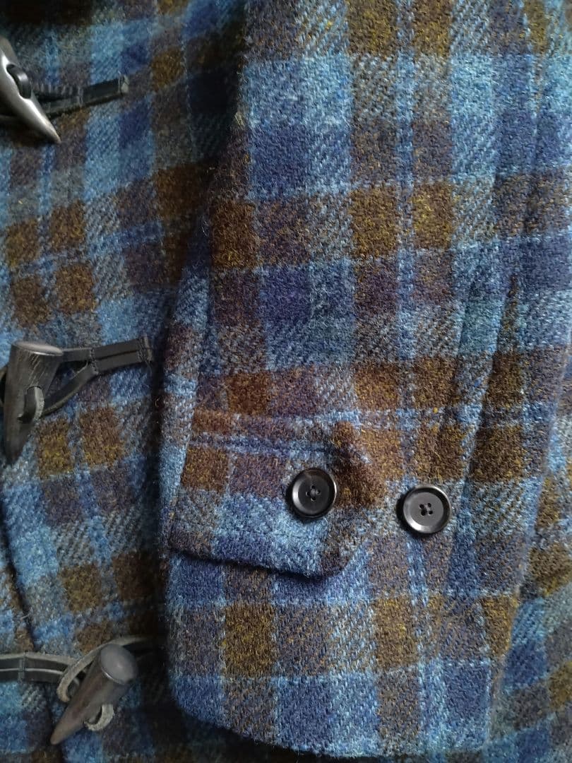 美品 レア配色 ハリスツイード ミドル丈 ダッフルコート