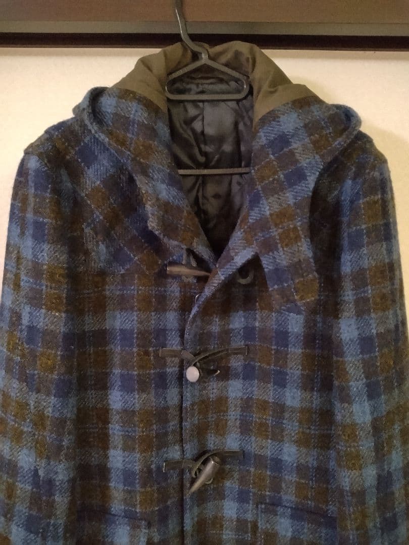 美品 レア配色 ハリスツイード ミドル丈 ダッフルコート