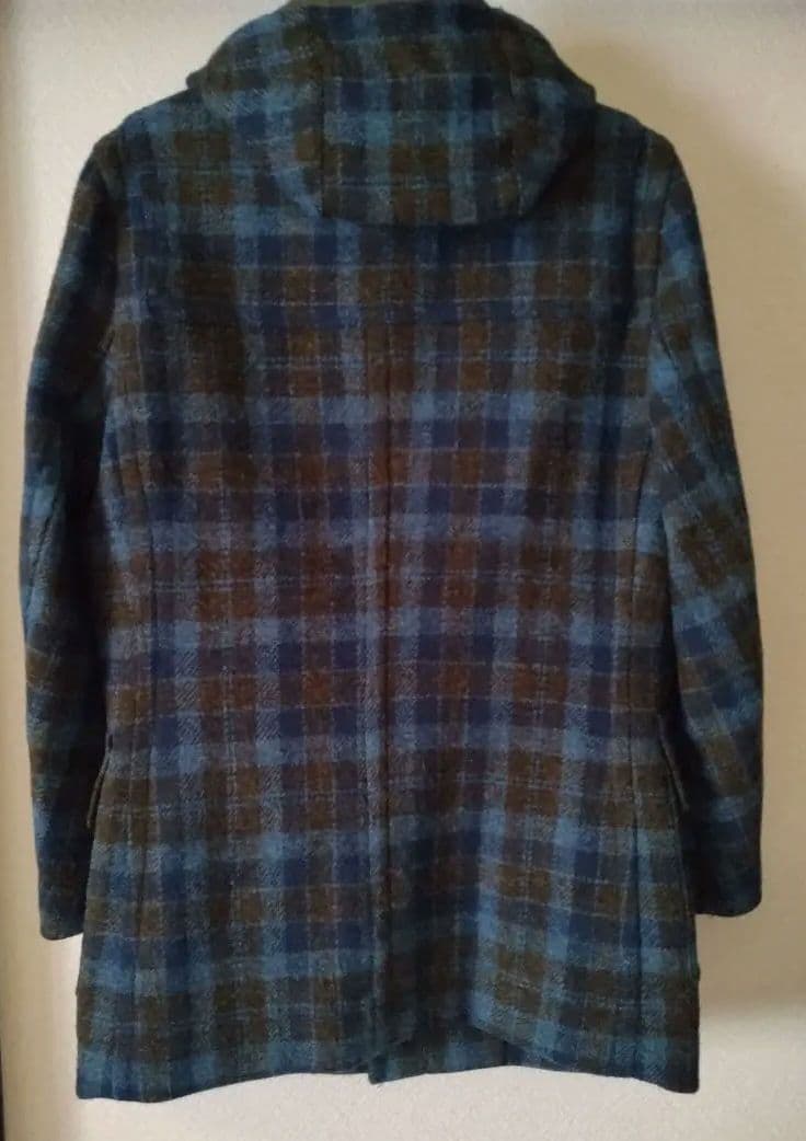 美品 レア配色 ハリスツイード ミドル丈 ダッフルコート