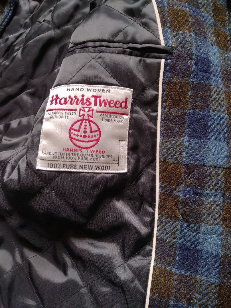 美品 レア配色 ハリスツイード ミドル丈 ダッフルコート