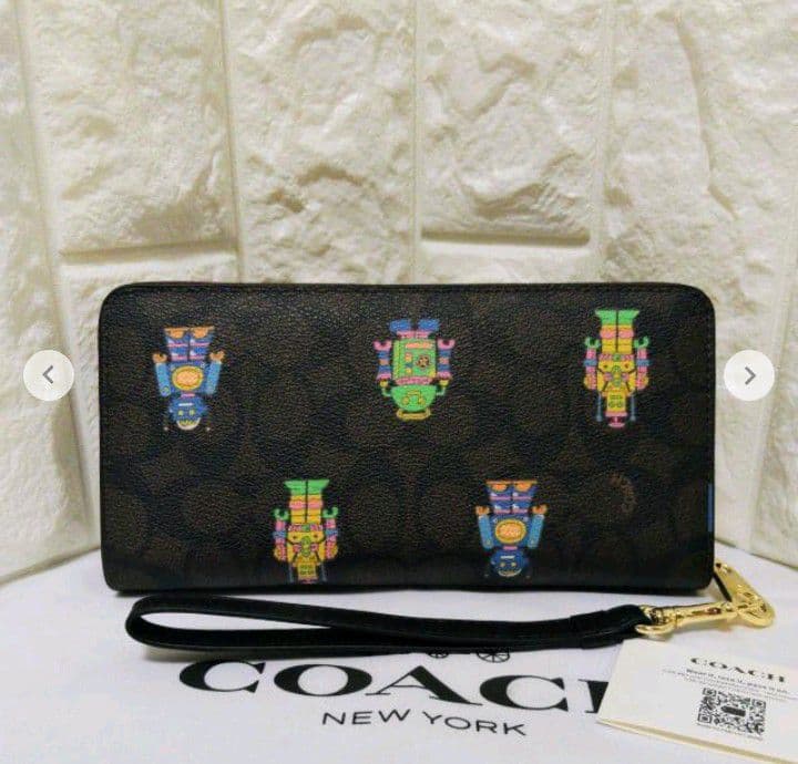 新品未使用コーチ長財布シグネチャーロボットブラックレディースメンズ送料無料
