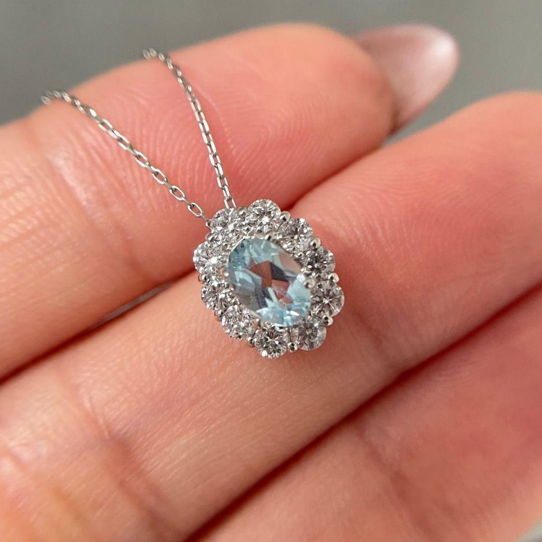 【美品】GEMQUEEN アクアマリンネックレス