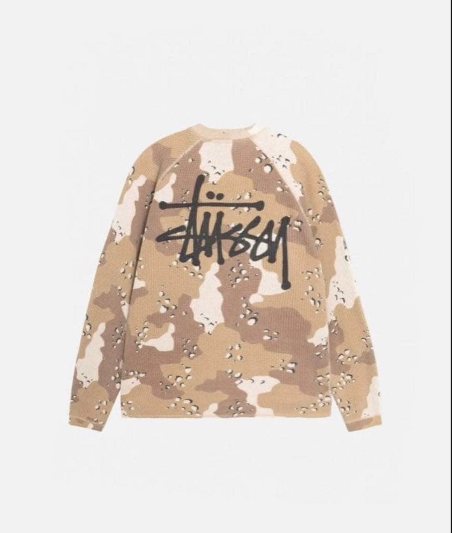 STUSSY ステューシー カモフラ ワッフル ロンT Lサイズ