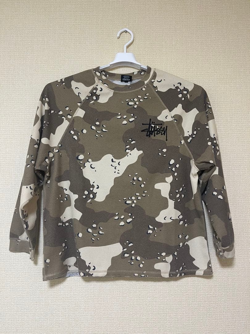 STUSSY ステューシー カモフラ ワッフル ロンT Lサイズ