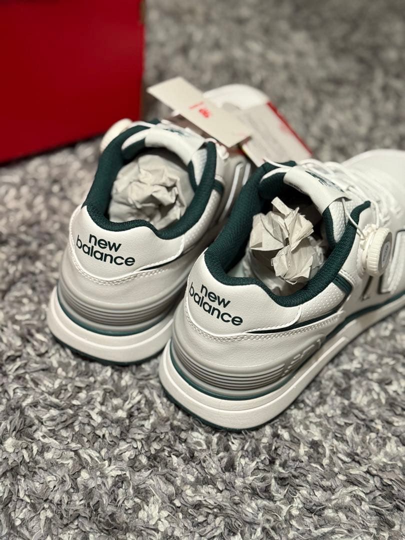 New Balance 574 ゴルフシューズ ホワイト/グリーン