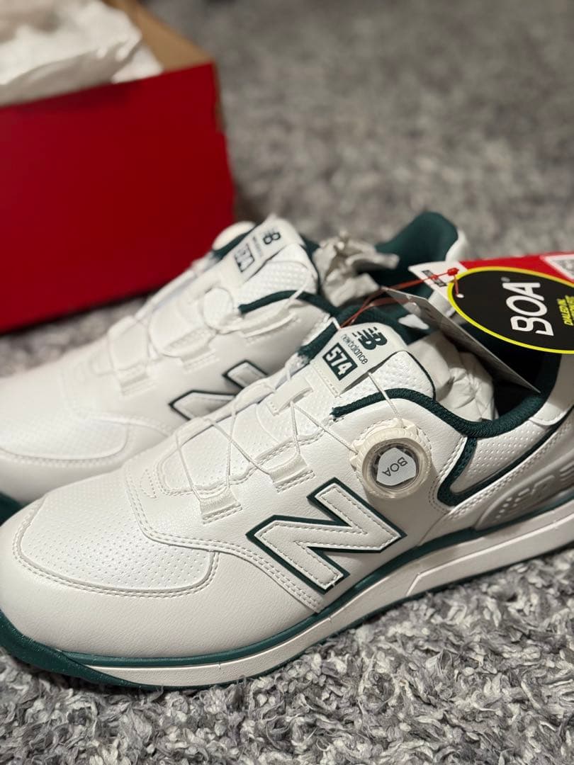 New Balance 574 ゴルフシューズ ホワイト/グリーン