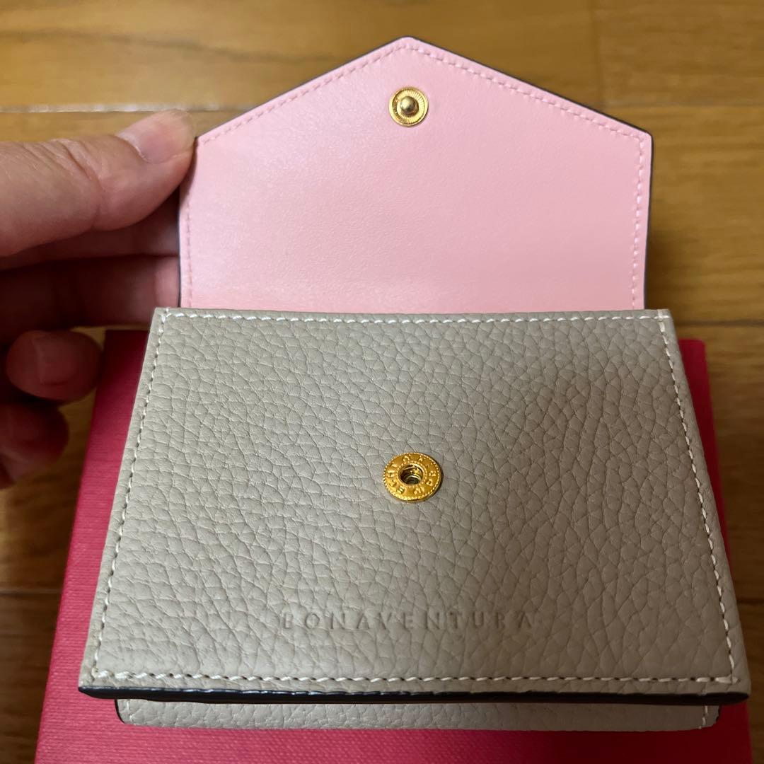 【新品未使用】BONAVENTURA スモールウォレット グレージュ×ピンク