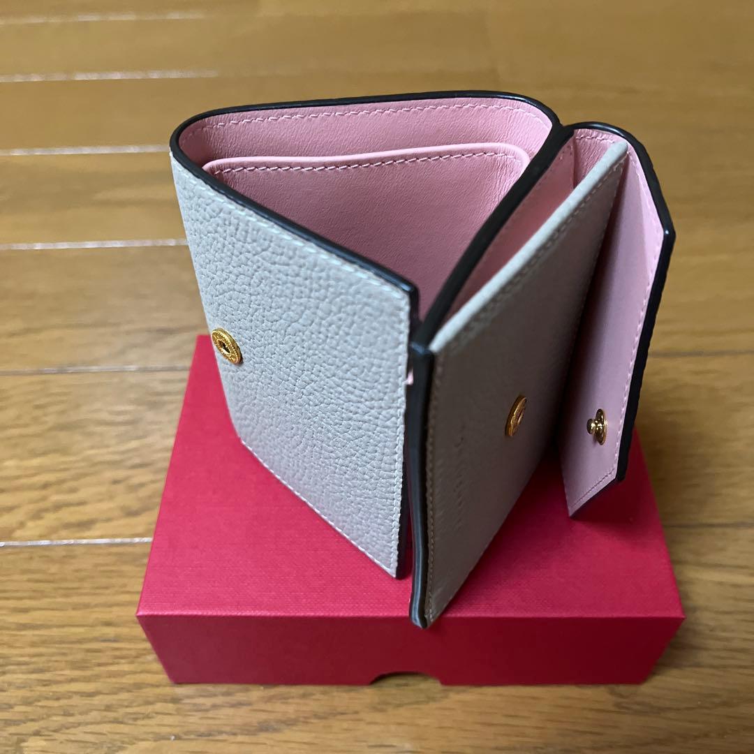 【新品未使用】BONAVENTURA スモールウォレット グレージュ×ピンク