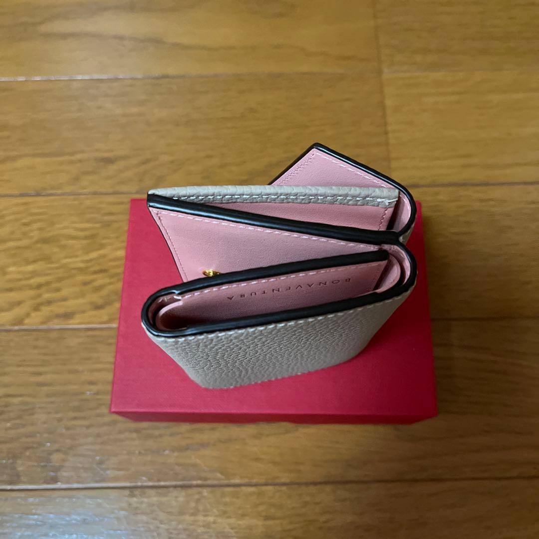 【新品未使用】BONAVENTURA スモールウォレット グレージュ×ピンク