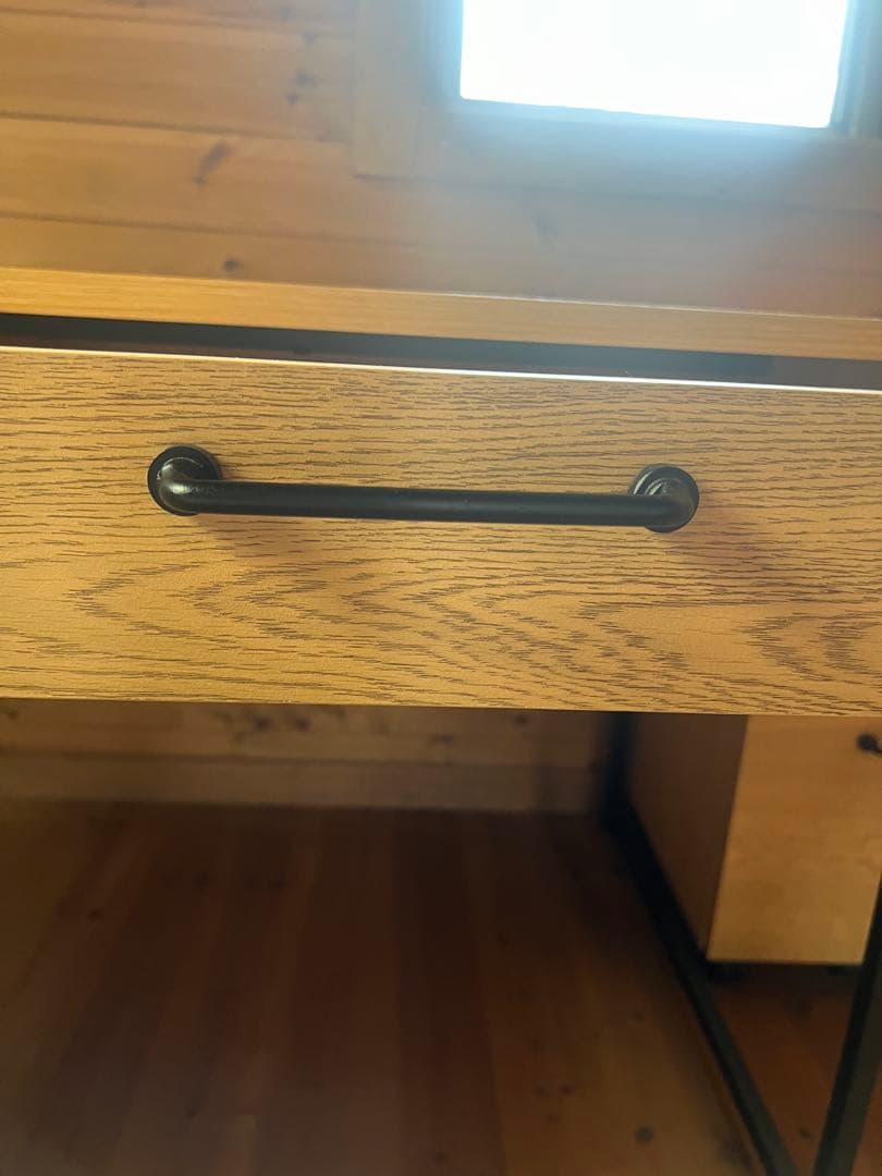 【美品LOWYA】ナチュラルカラーデスク キャスター付きキャビネットセット