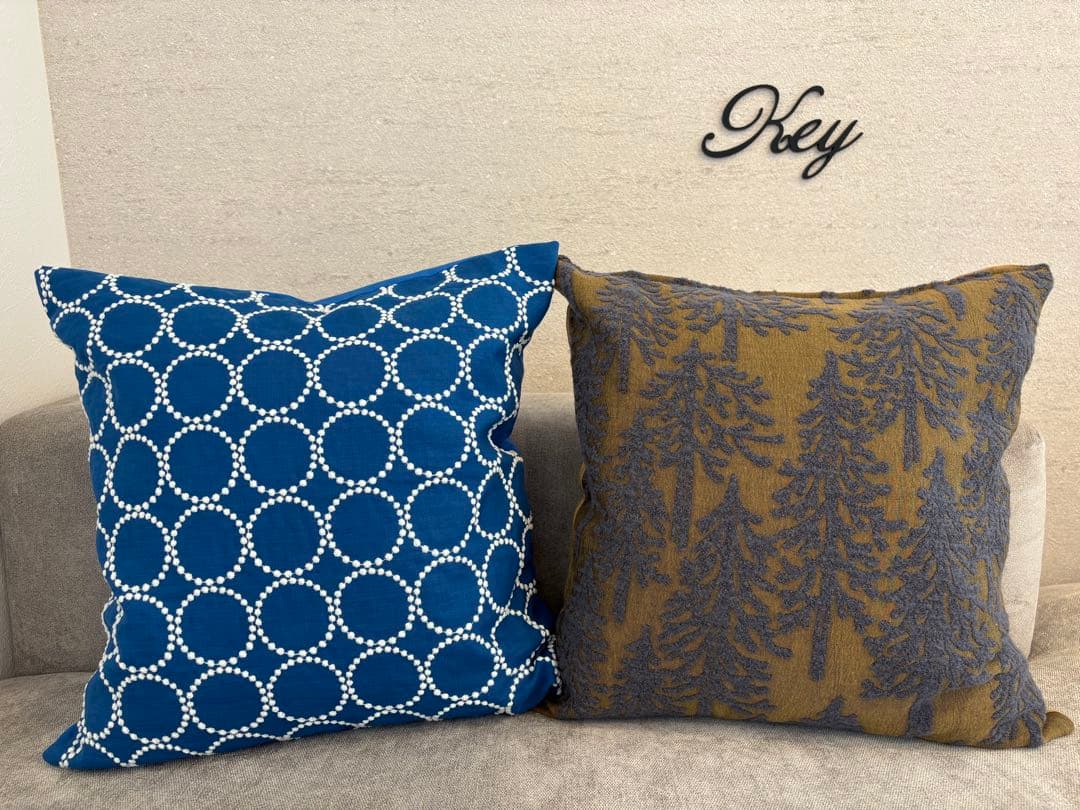 ミナペルホネン　ハンドメイドクッションカバー★タンバリンブルーxライトブルー