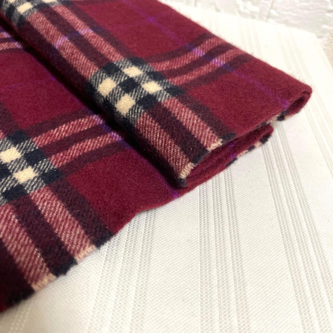希少カラー BURBERRY バーバリー カシミヤ100% マフラー ボルドー