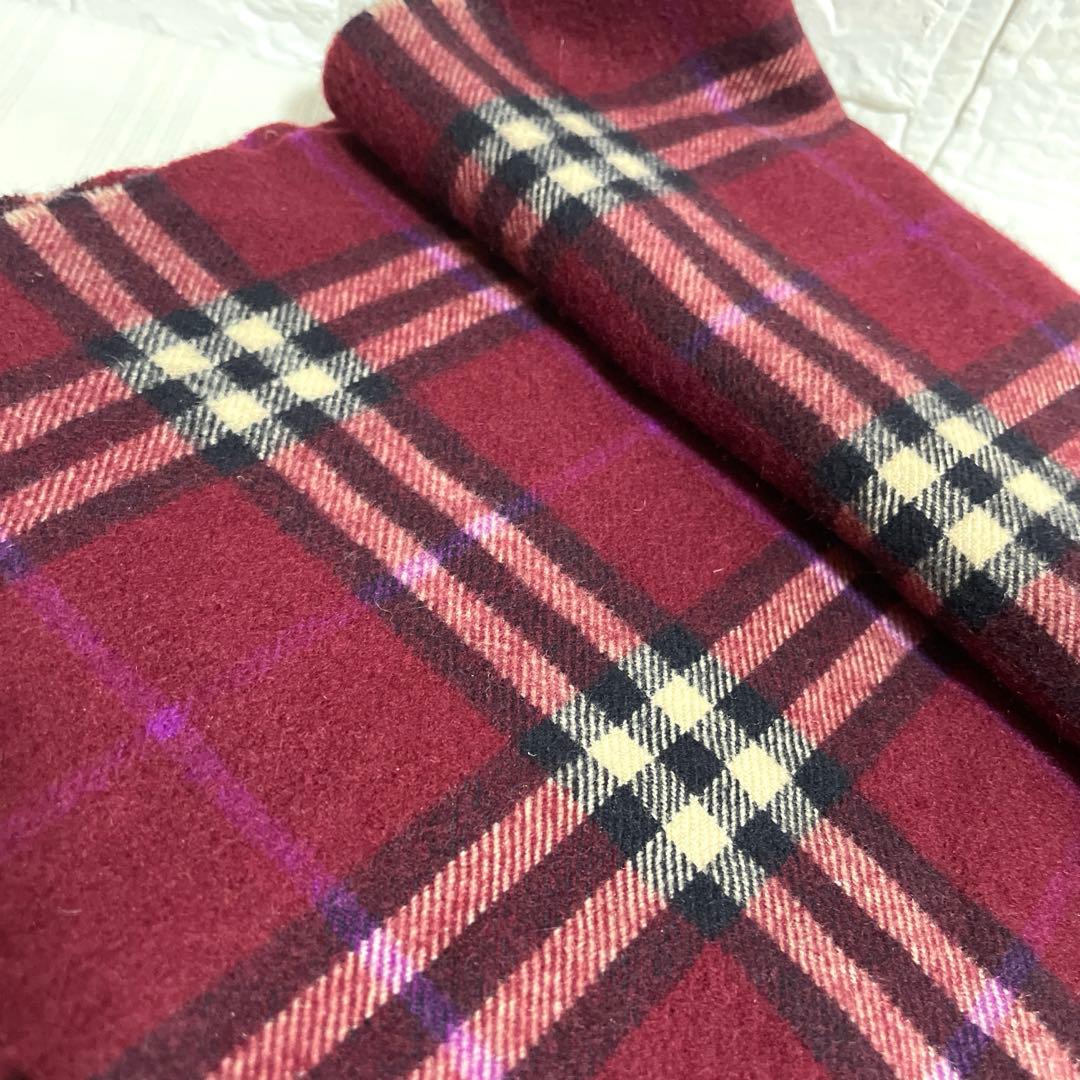 希少カラー BURBERRY バーバリー カシミヤ100% マフラー ボルドー
