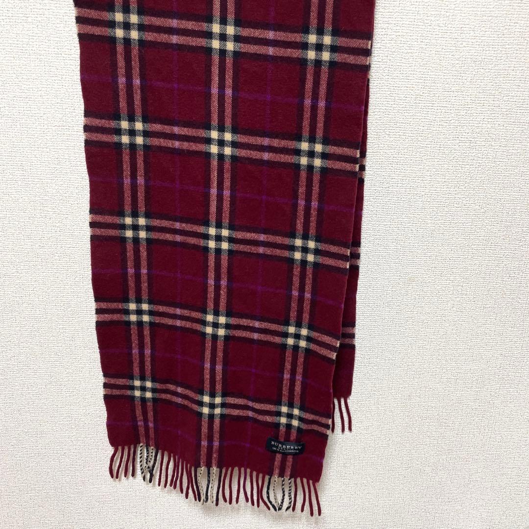 希少カラー BURBERRY バーバリー カシミヤ100% マフラー ボルドー