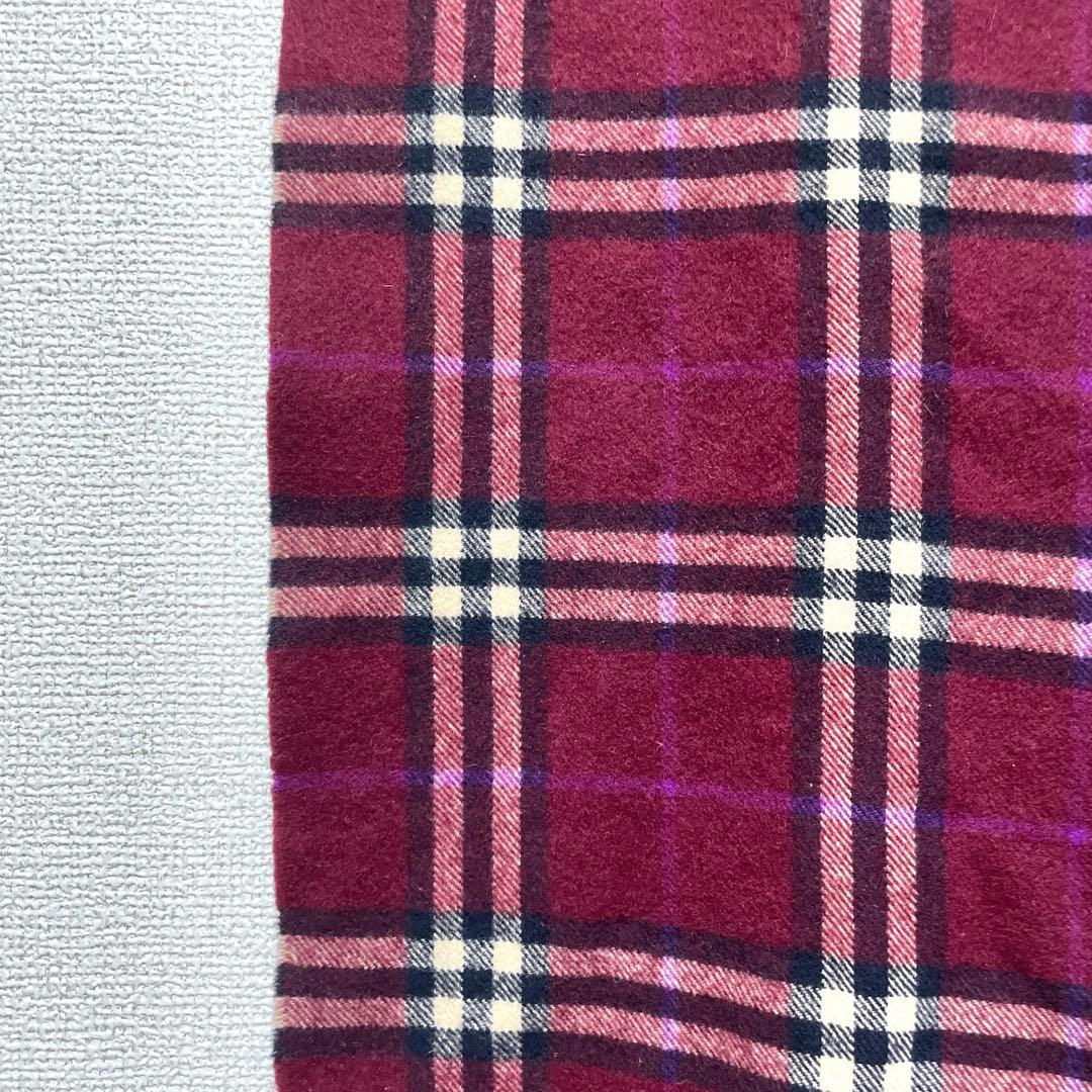希少カラー BURBERRY バーバリー カシミヤ100% マフラー ボルドー