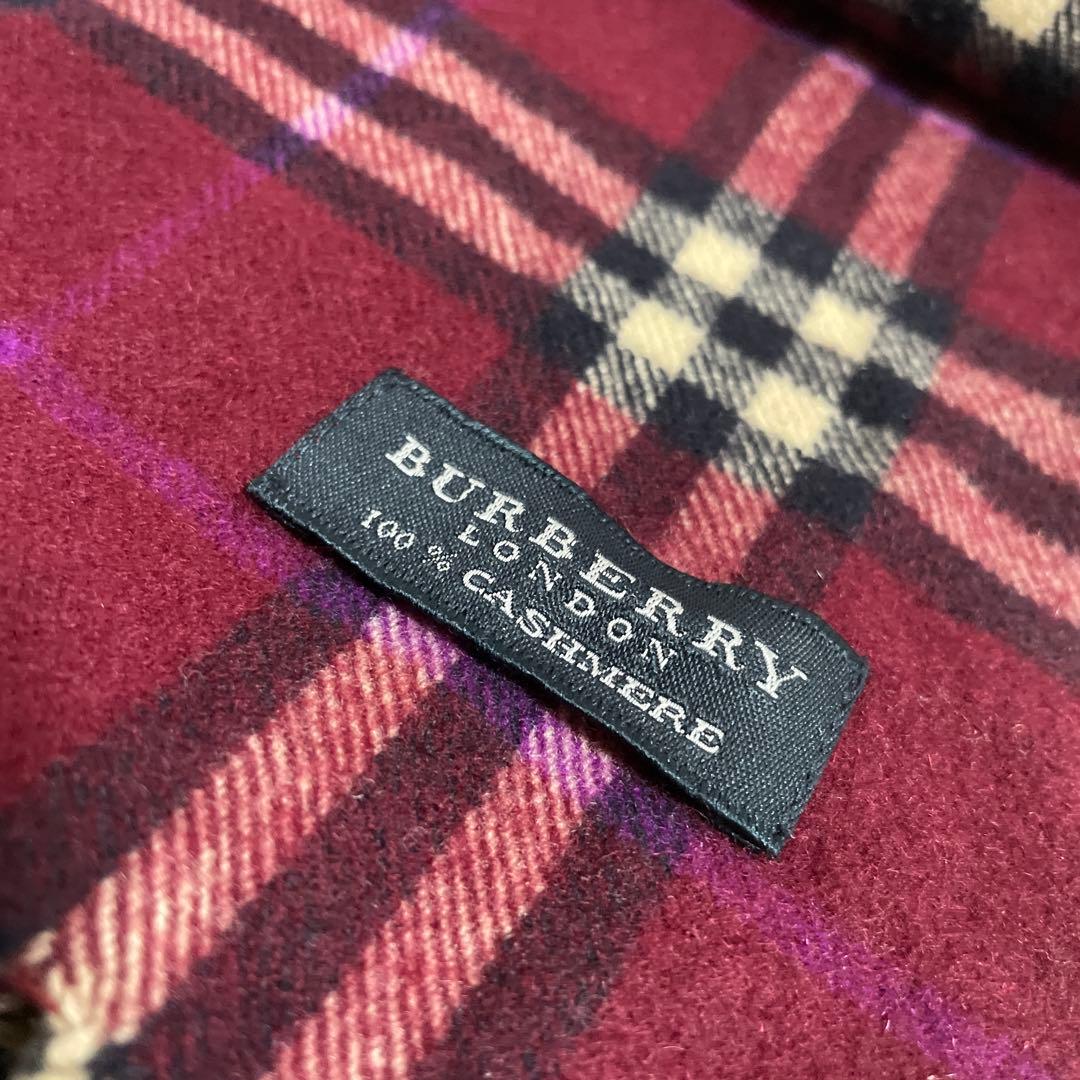 希少カラー BURBERRY バーバリー カシミヤ100% マフラー ボルドー