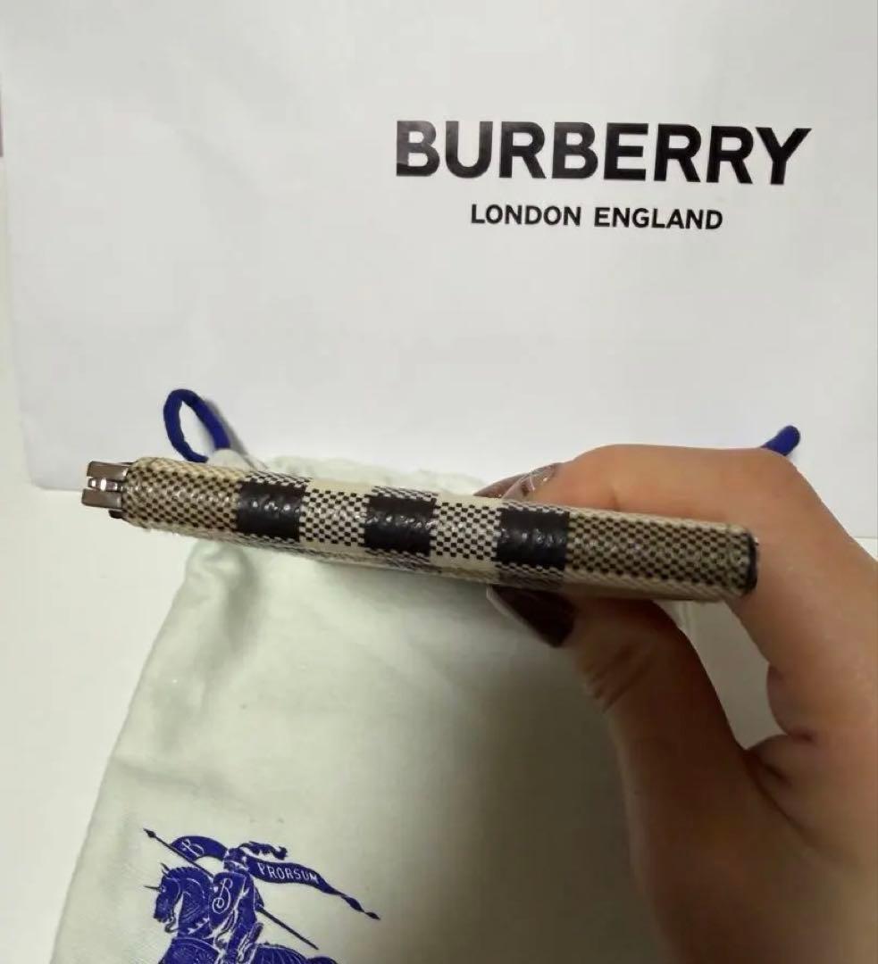 美品BURBERRY レザー マネークリップ ベージュ