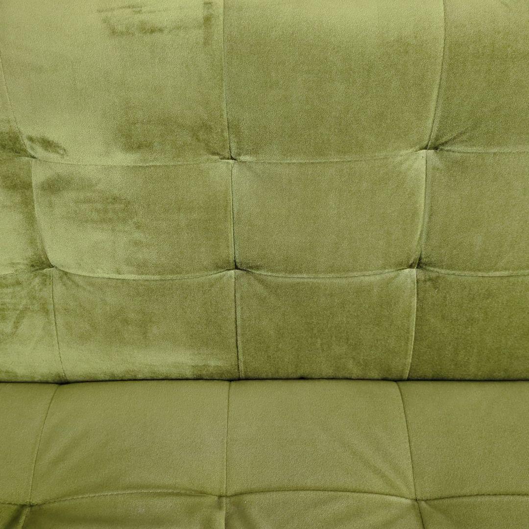 イキカグ IKIKAGU　アンティーク風2人掛けソファ　ベロア調の生地　グリーン