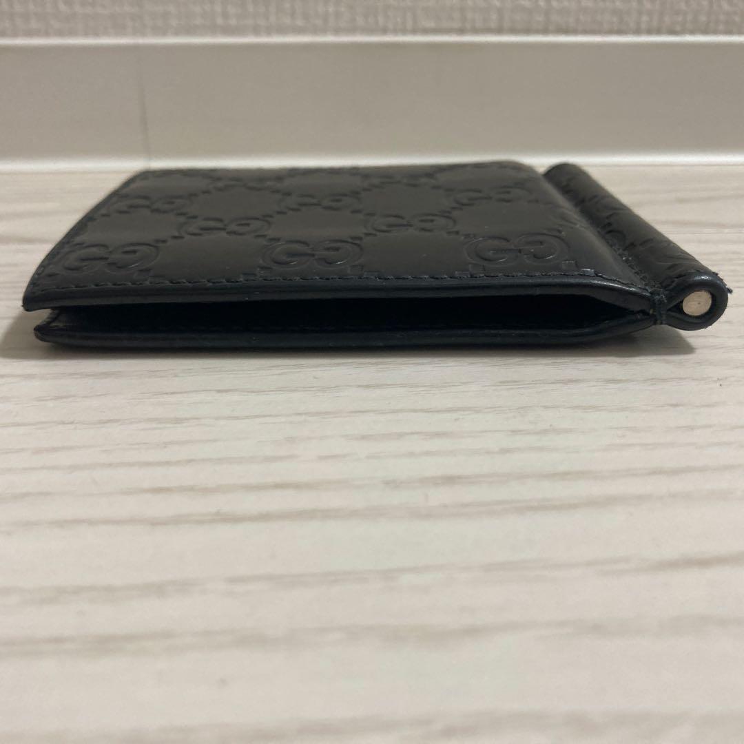 ✨超美品✨GUCCI　マネークリップ　シマレザー　ブラック　GG総柄