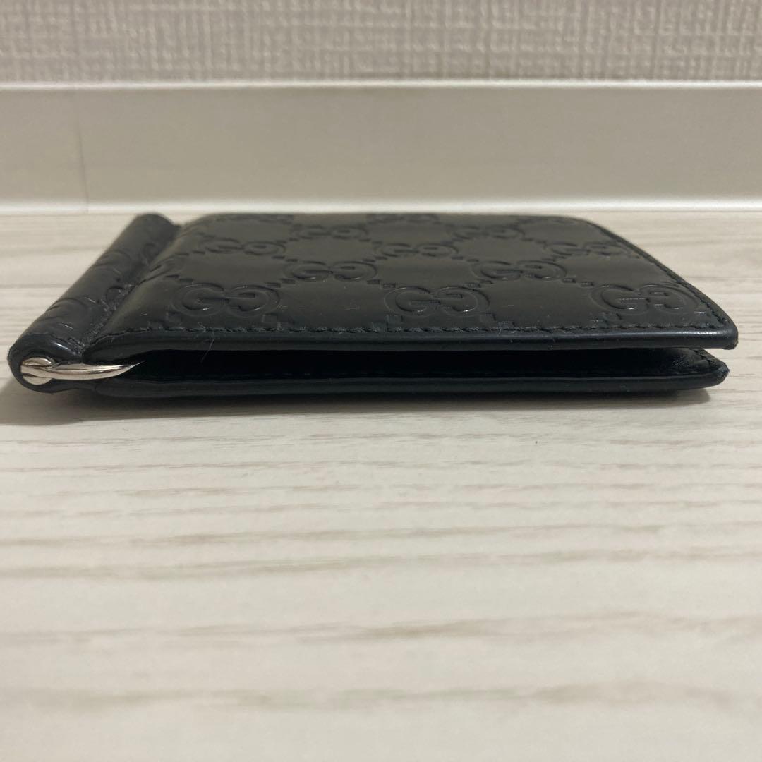 ✨超美品✨GUCCI　マネークリップ　シマレザー　ブラック　GG総柄