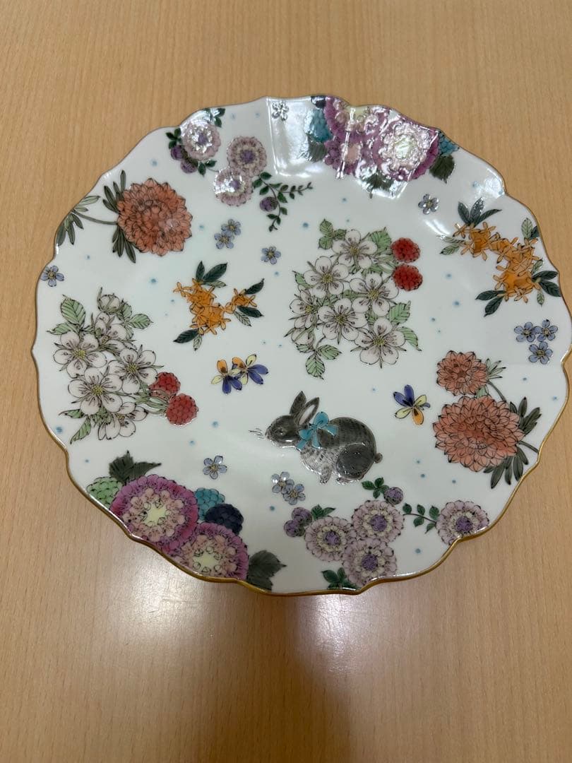 misa　九谷焼　個人作家　森下優里　ケーキ皿　イースター　うさぎ