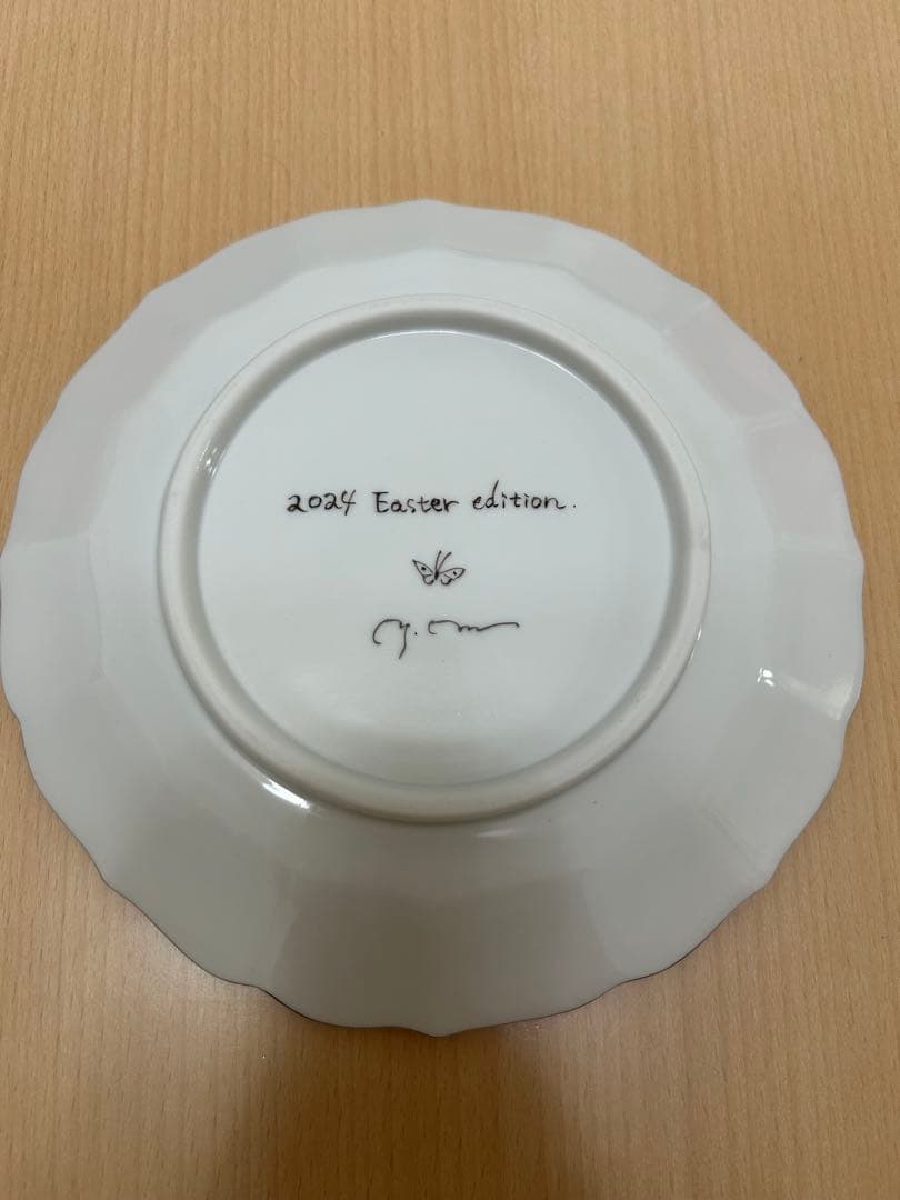 misa　九谷焼　個人作家　森下優里　ケーキ皿　イースター　うさぎ