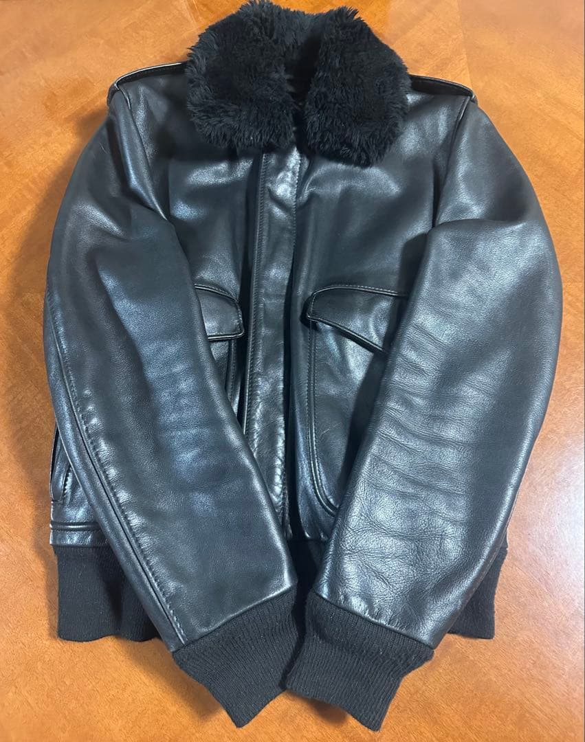 【米国製】　schott フライトジャケット　G-1 本革 黒　襟ボア　36