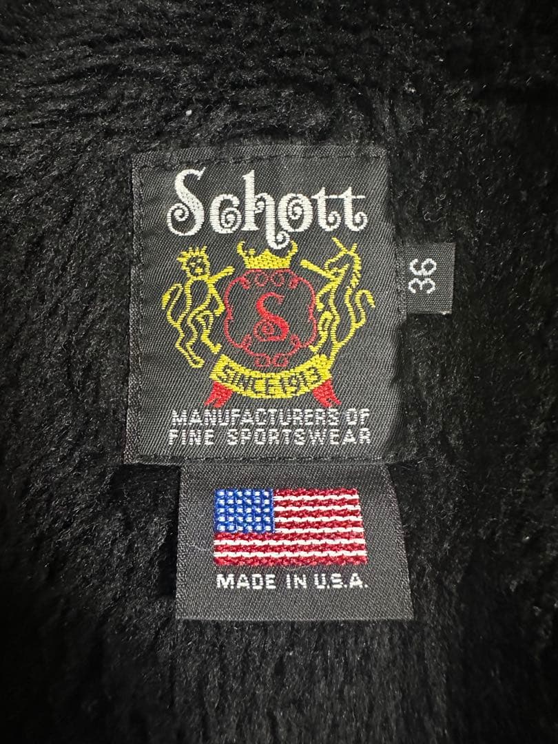 【米国製】　schott フライトジャケット　G-1 本革 黒　襟ボア　36