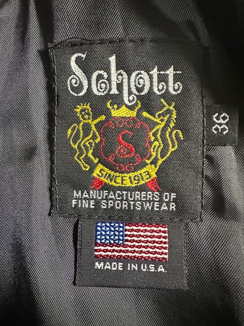 【米国製】　schott フライトジャケット　G-1 本革 黒　襟ボア　36