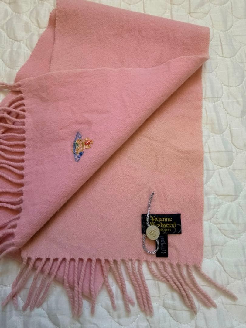 【未使用品】Vivienne Westwood ピンク フリンジ付きマフラー