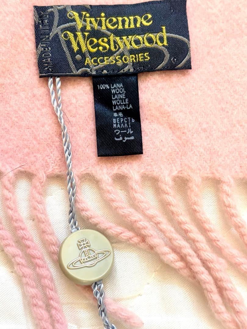 【未使用品】Vivienne Westwood ピンク フリンジ付きマフラー